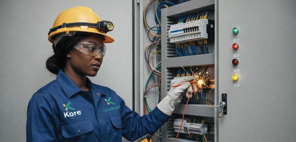 Electrical installation team at work